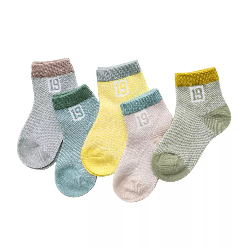 Everyday infant socks, 5 pairs white cotton mesh, comfortable and durable baby apparel