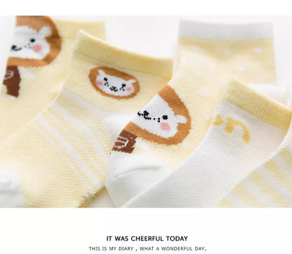 Newborn and toddler socks, 5 pairs white cotton mesh, cozy and gentle for small feet