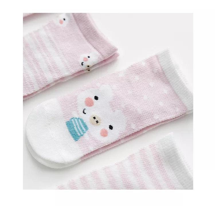 Premium cotton blend mesh baby socks, 5 pairs white, ensuring baby's comfort 0-2Y