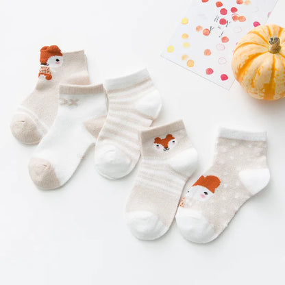 Comfortable white cotton mesh baby socks, 5 pairs for newborns and toddlers 0-2Y