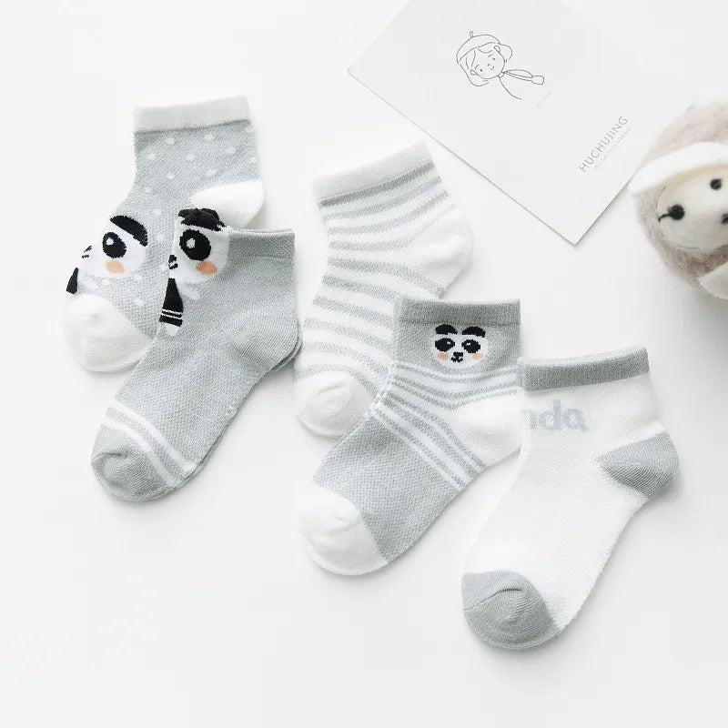 Newborn baby socks, 5 pairs white cotton blend mesh, gentle on delicate skin 0-2Y