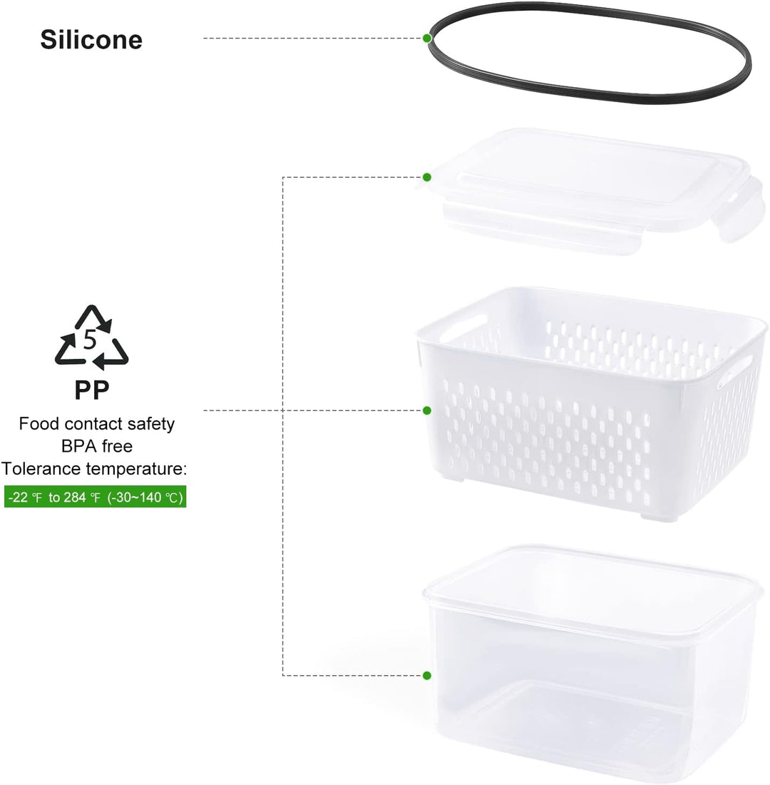 Complete 5-piece FreshKeeper set with drainer for washing, storing, and organizing fresh produce.
