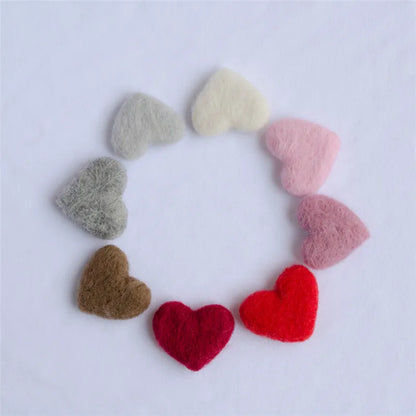 5-piece Newborn Love Heart Photography Props set, handmade wool hearts for baby photoshoot