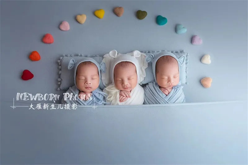 Baby photo studio prop set featuring various sizes of love hearts, ideal for newborns