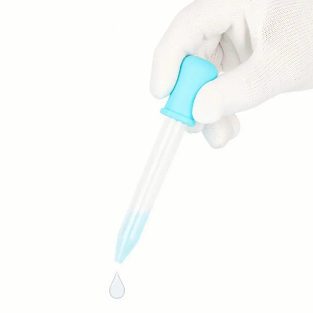 Liquid dispenser set: five 5ml silicone & plastic droppers for babies and kitchen use