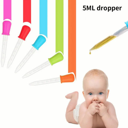 Craft and baby care: random color 5-piece silicone & plastic 5ml dropper set