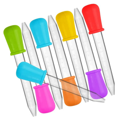 Baby feeding and medicine administration 5-piece 5ml dropper set, silicone & plastic