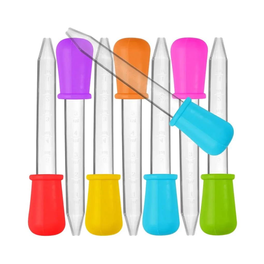Durable silicone & plastic 5ml baby droppers, 5-piece set, ideal for liquid transfer