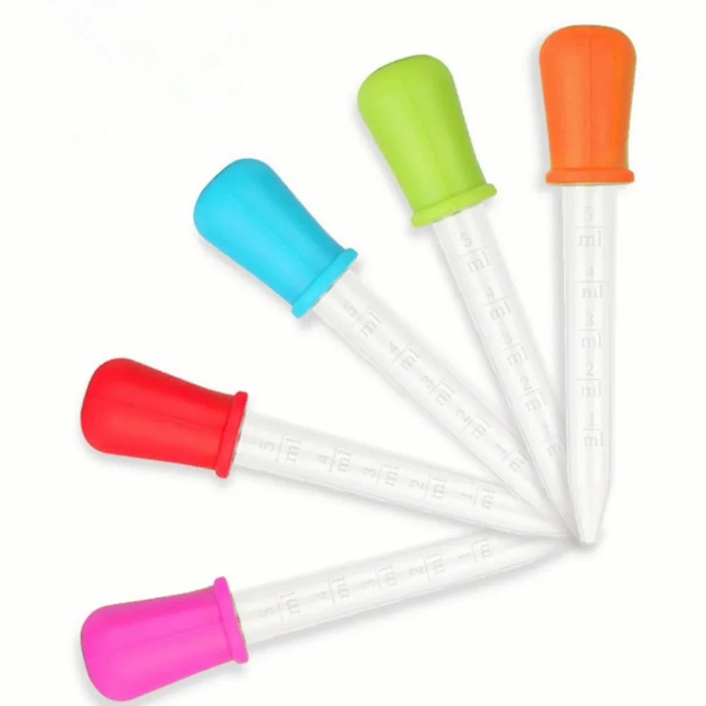 Food-grade, accurate 5ml droppers, 5-piece silicone and plastic set for babies