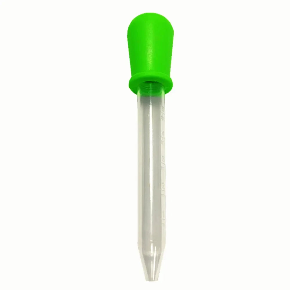 Random colored 5-piece 5ml silicone & plastic dropper set for baby care and crafts