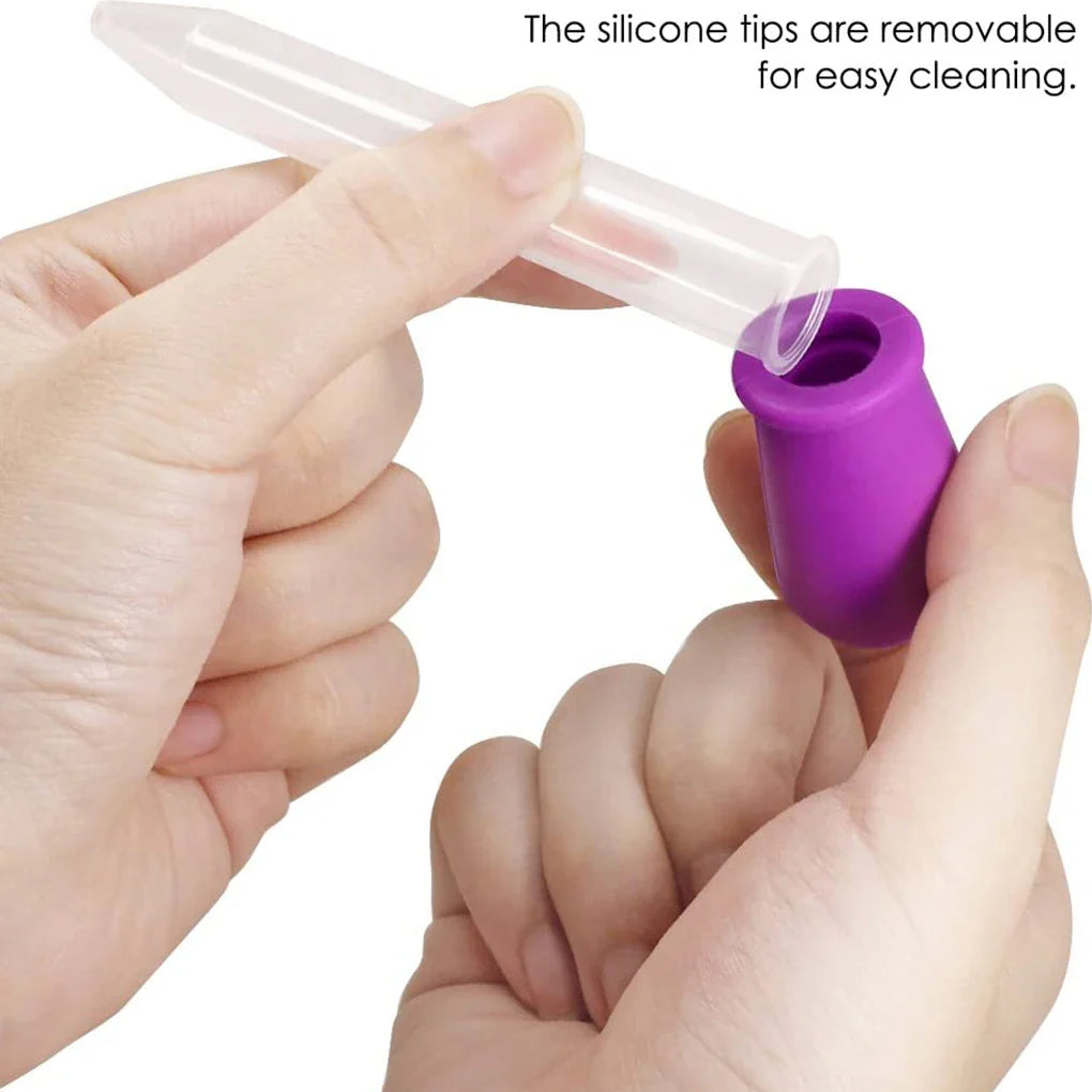 Food-grade 5-piece dropper set with silicone bulb for baby feeding & liquid dispense