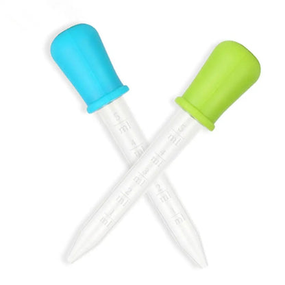 Set of five 5ml silicone and plastic droppers for baby feeding and administering medicine