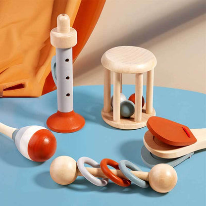 Toddler gift: 5-piece wooden musical toy set with assorted instruments