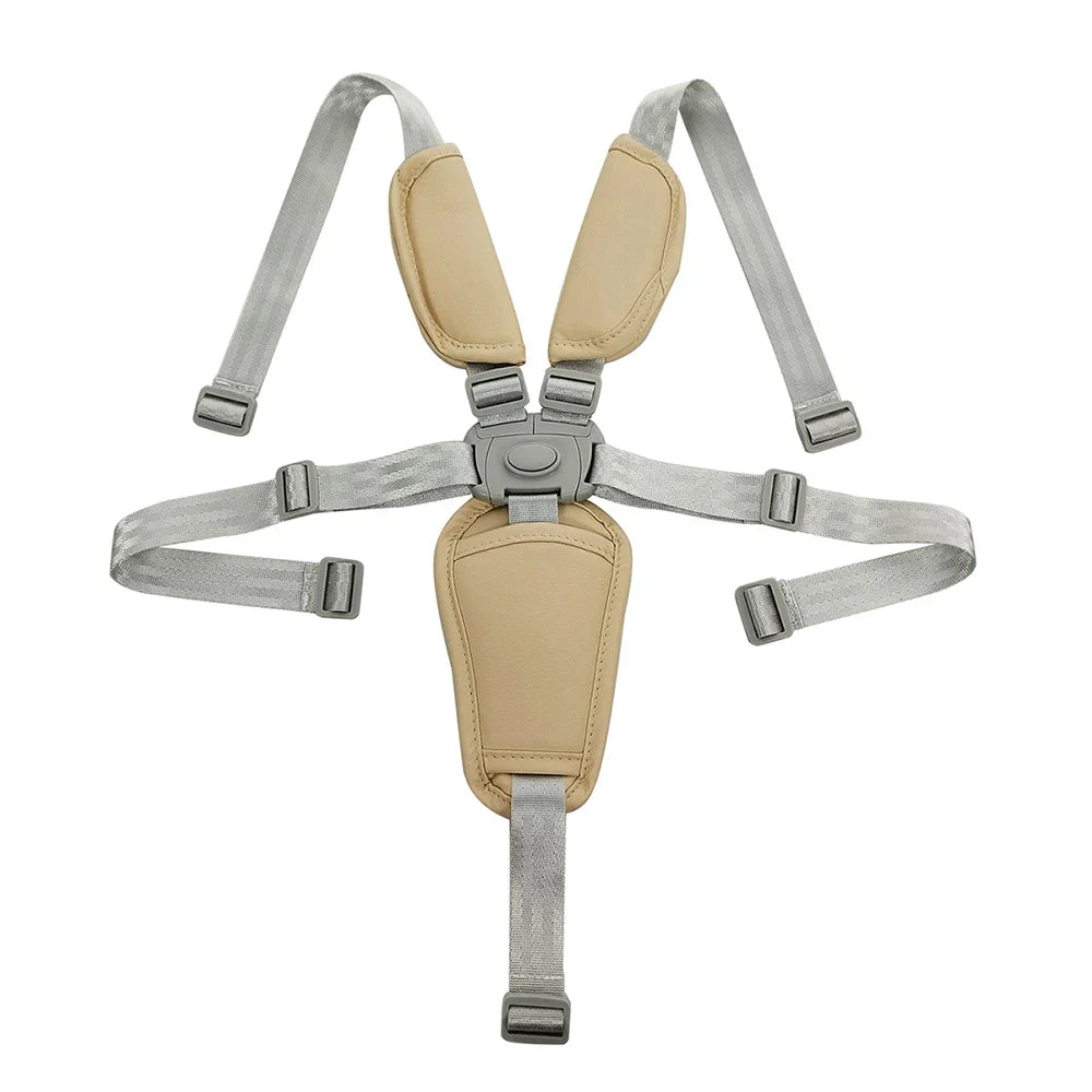 Adjustable 5-point baby harness with high-quality PU pads for secure fit