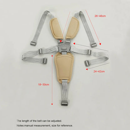 Baby stroller 5-point harness with easy-to-adjust buckles and comfy PU pads