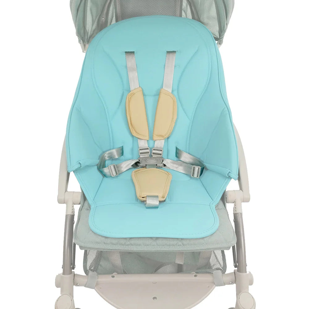 Adjustable 5-point child security harness with soft PU leather pads for baby transport gear
