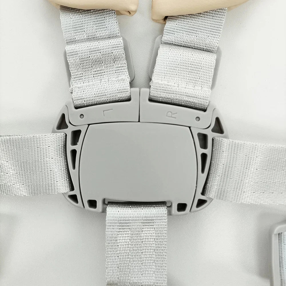 Premium 5-point baby safety harness with universal compatibility and PU leather pads
