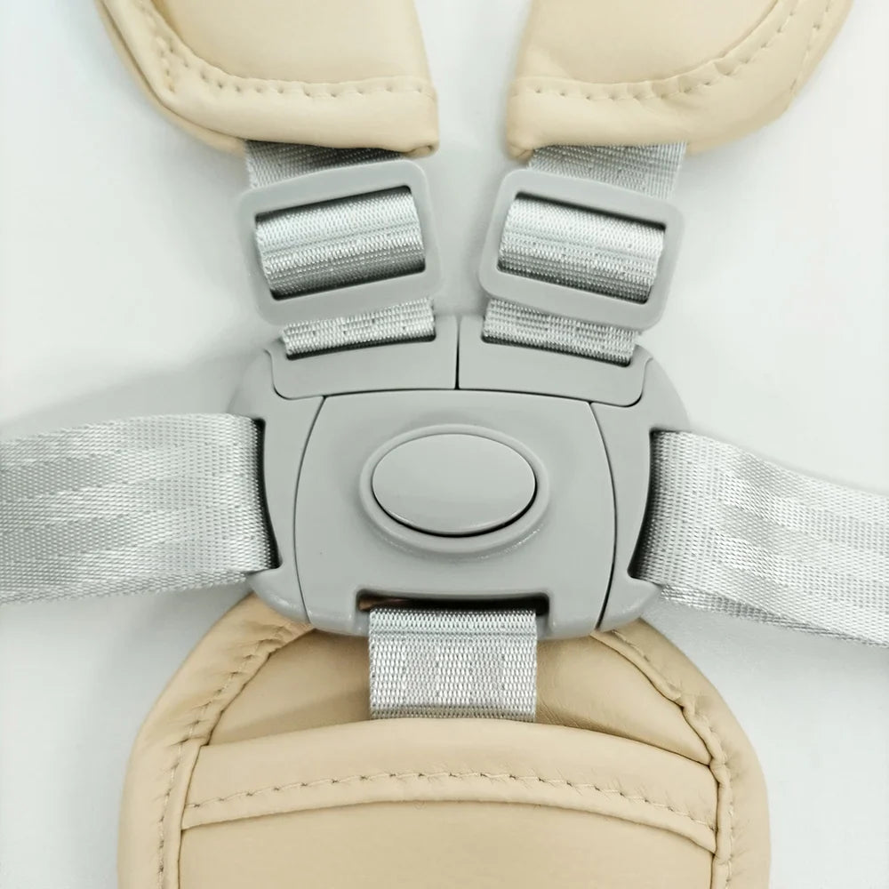 Toddler safety 5-point harness with durable PU pads, ideal for strollers and baby gear
