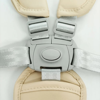 Toddler safety 5-point harness with durable PU pads, ideal for strollers and baby gear