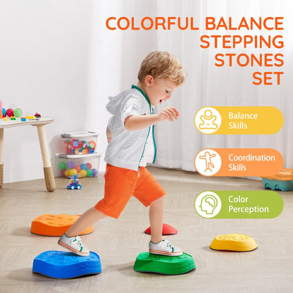 Kids balance stepping stones, stackable in bright colors for toddler training and fun