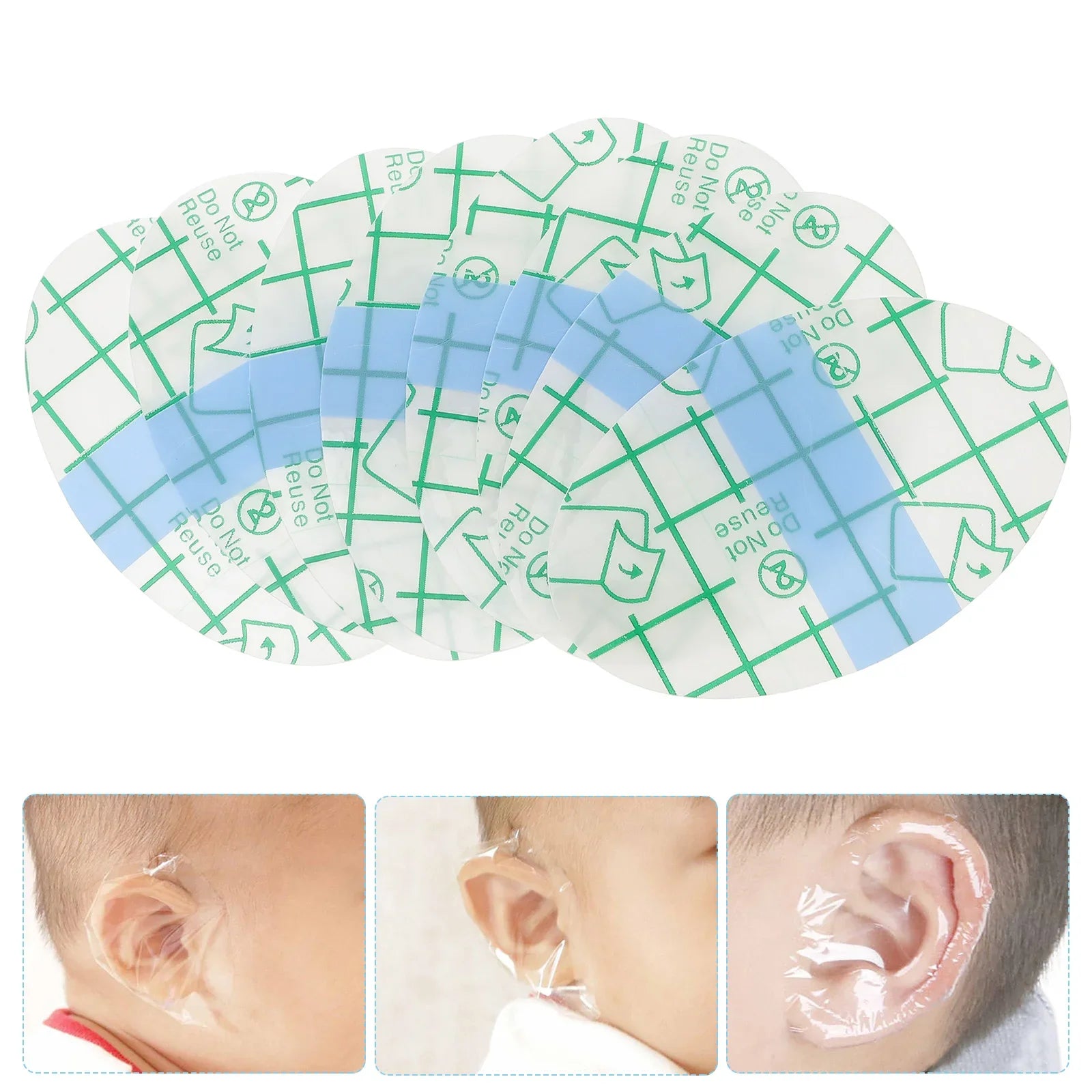 50-pack baby waterproof ear covers for infant bath time protection, disposable
