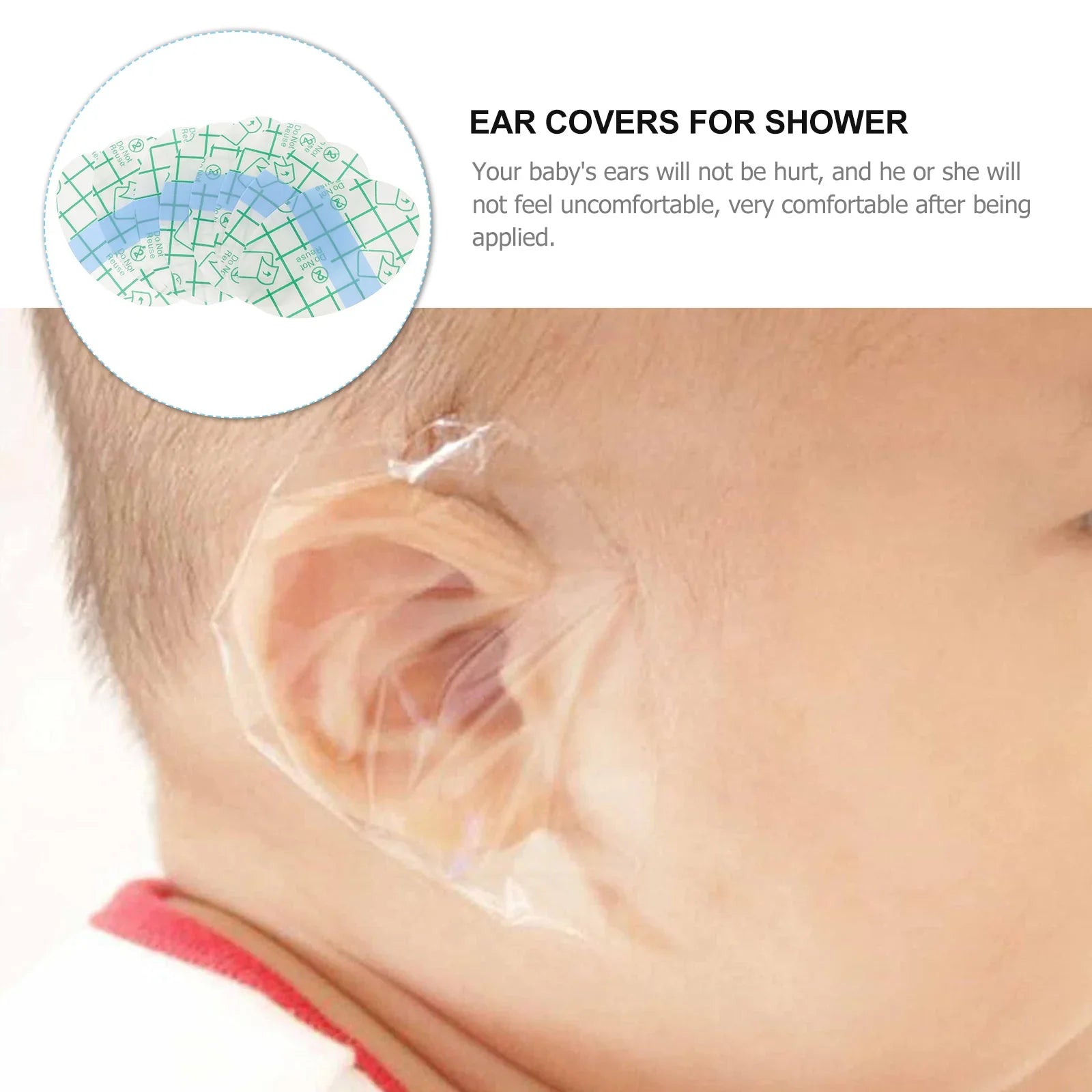 Soft, waterproof ear covers for babies during bath time and swimming, 50-count