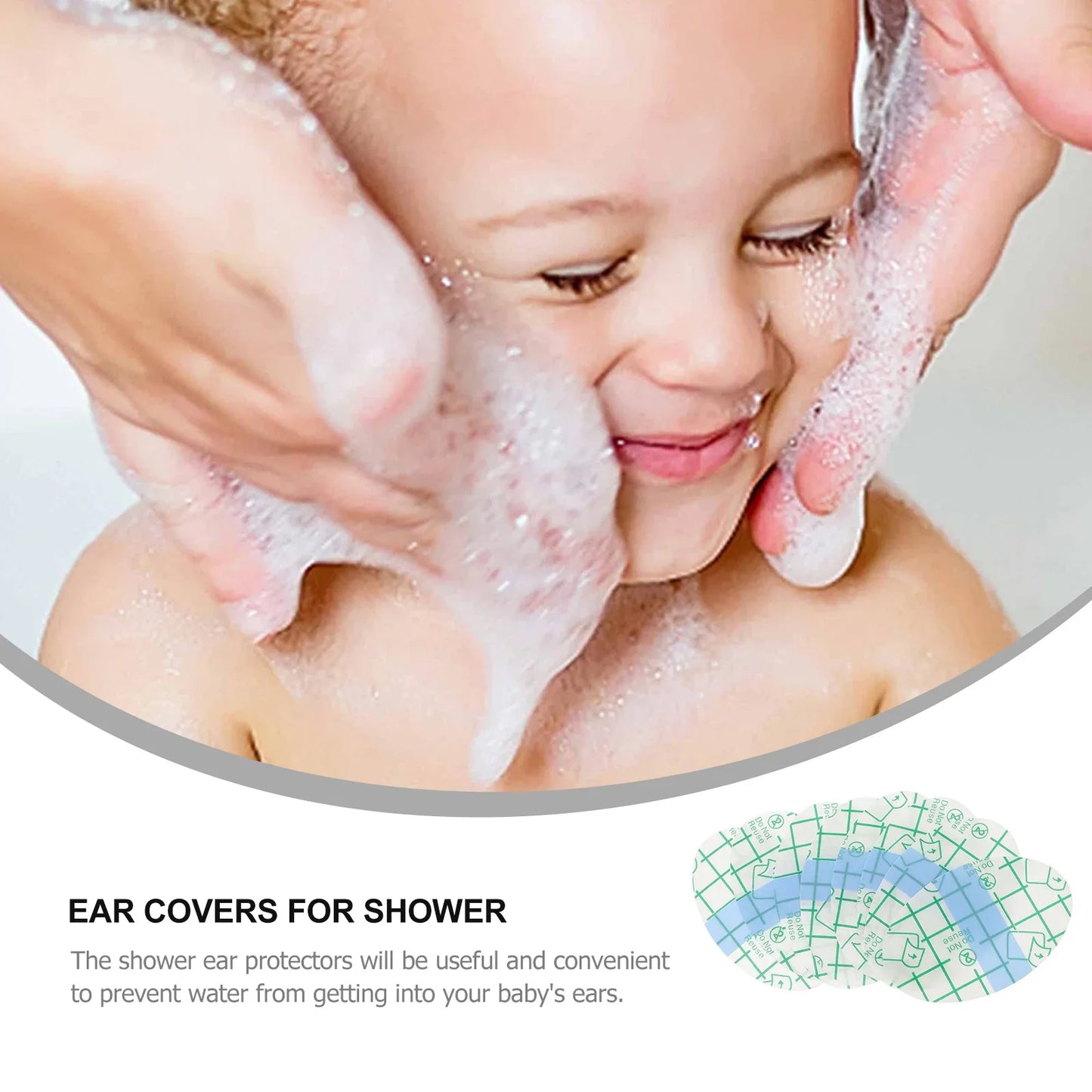 Infant ear care: Waterproof ear covers for bath time safety, 50-pack baby accessories
