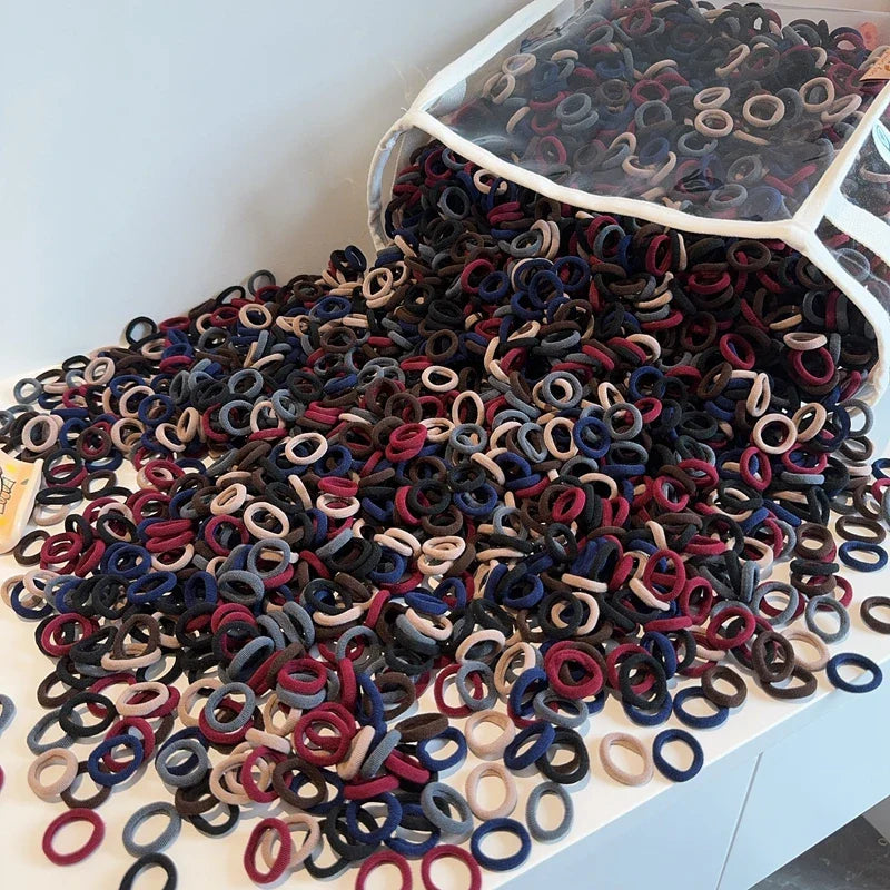 Assorted soft elastic nylon hair ties, 50-count pack for children