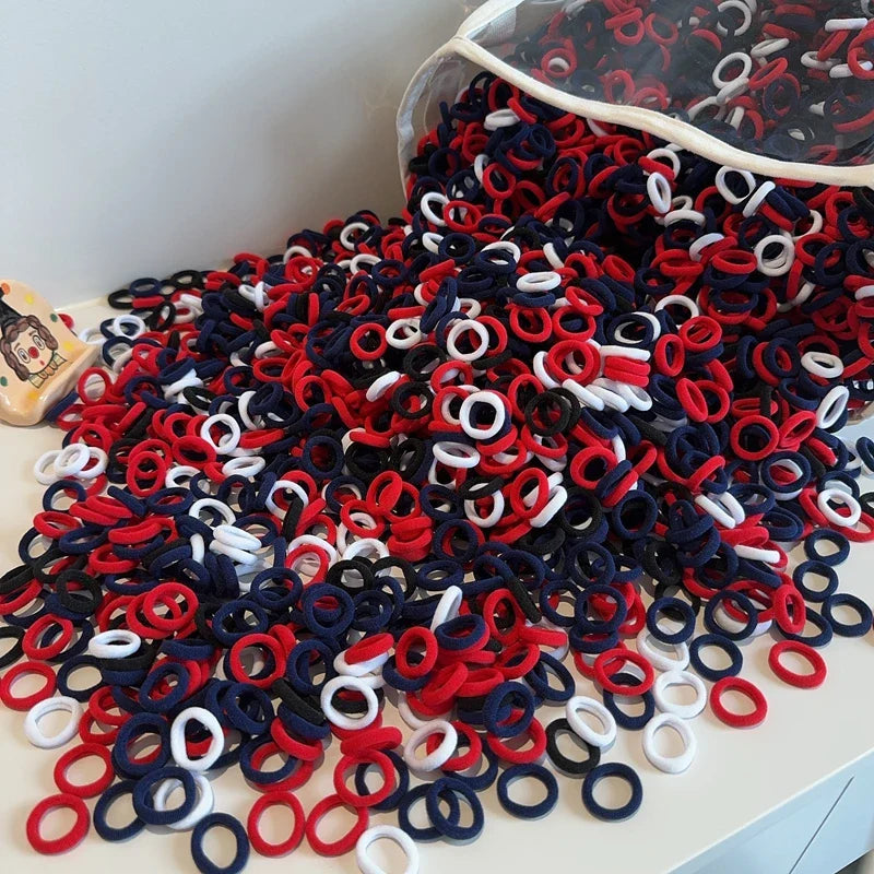 Practical 50-piece set of colorful no-snag nylon hair ties for young girls