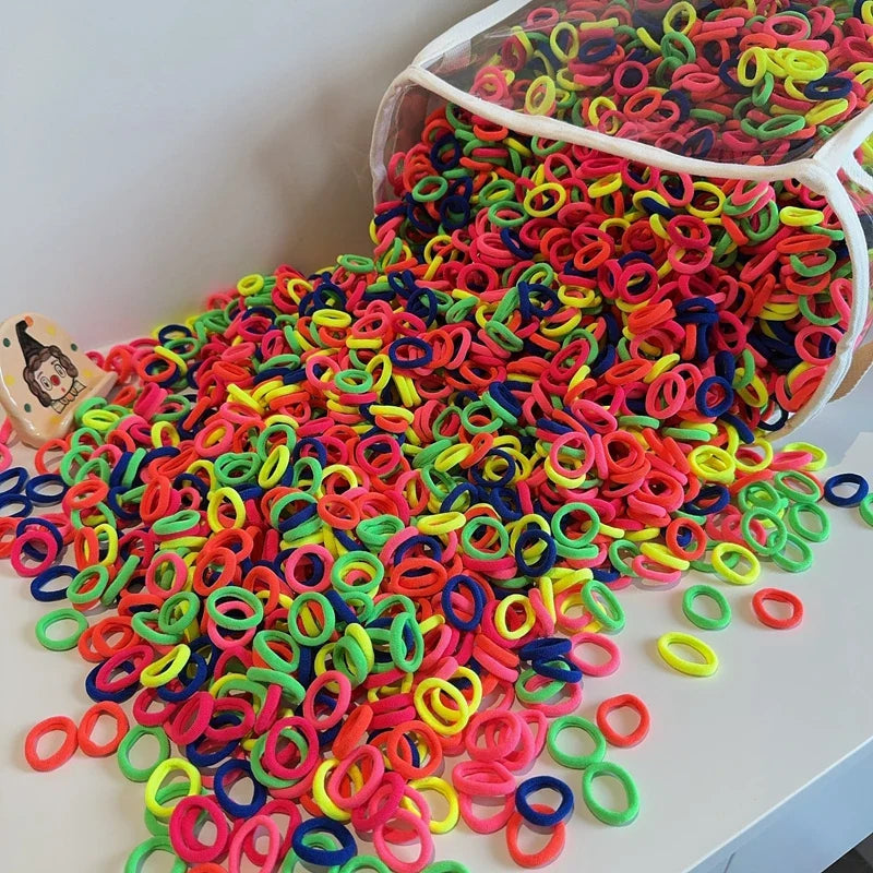Variety of girls' hair ties, no-snag and colorful nylon elastic bands
