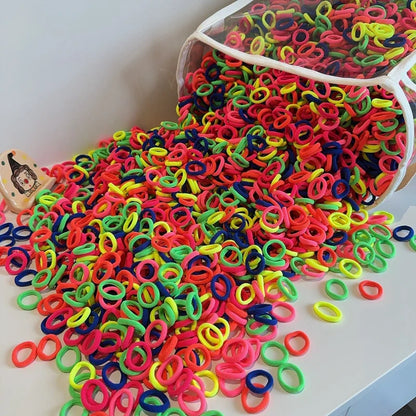 Variety of girls' hair ties, no-snag and colorful nylon elastic bands