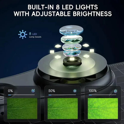 Portable 500X digital microscope with LED lighting for detailed jewelry and coin inspection.