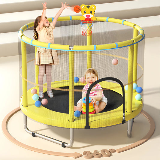 Durable 55-inch kids play trampoline with a no-gap design, ensuring safe and fun interactive play.