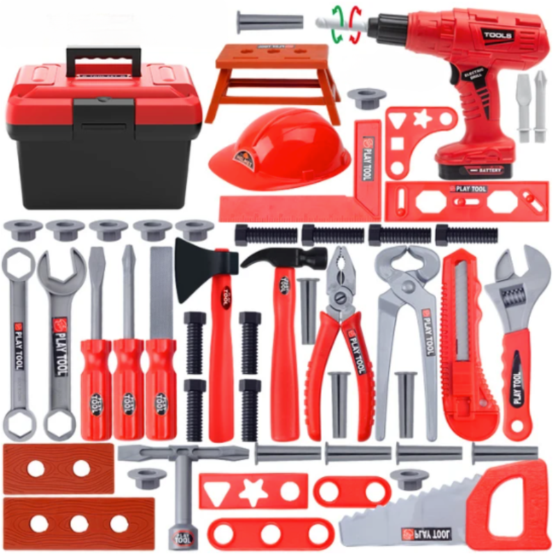 Close-up of vibrant pieces from a 55-piece creative building toy set for kids' pretend play