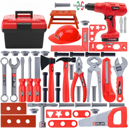 Close-up of vibrant pieces from a 55-piece creative building toy set for kids' pretend play