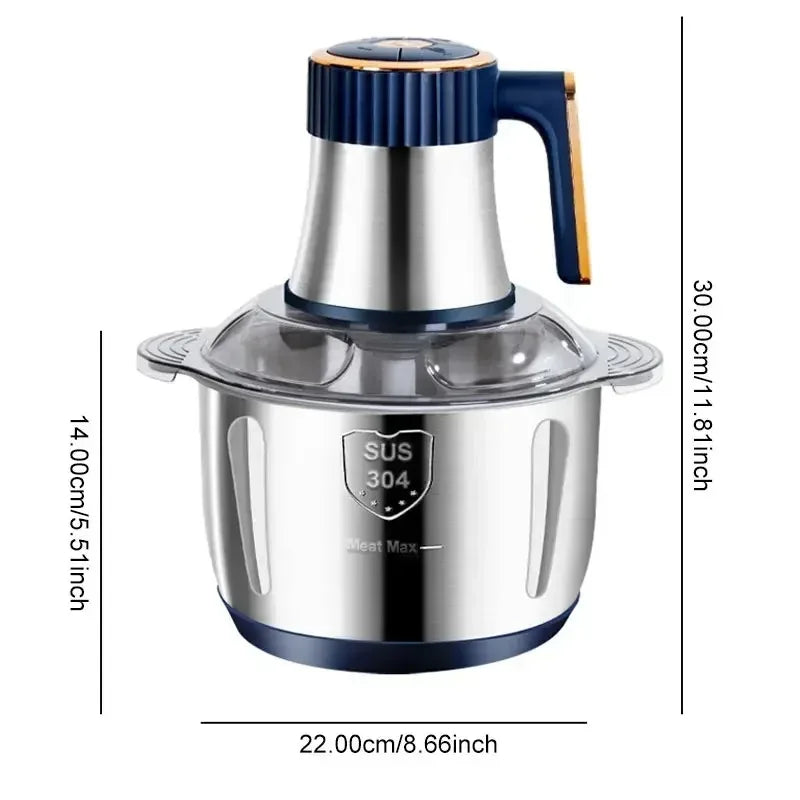 Family using 5L electric meat grinder for home cooking, versatile kitchen appliance