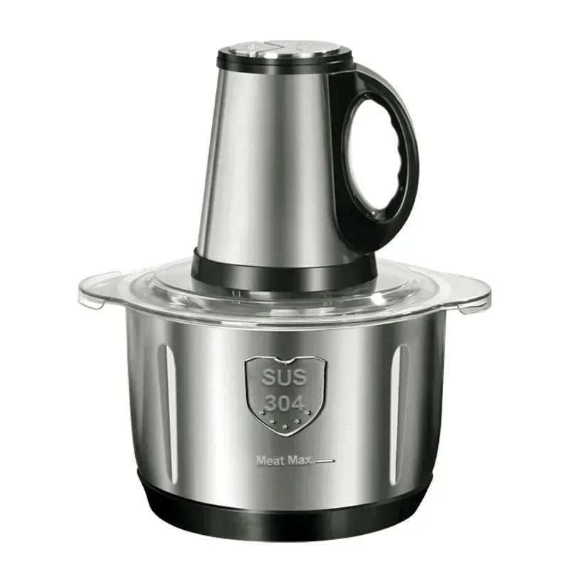 Stainless steel electric chopper for meat & food processing, essential kitchen gadget for home kitchens