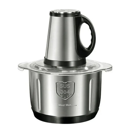 Stainless steel electric chopper for meat & food processing, essential kitchen gadget for home kitchens
