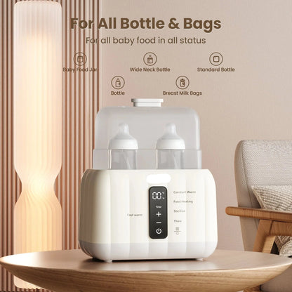 Baby bottle warmer that sterilizes and warms formula, breast milk fast, LCD screen