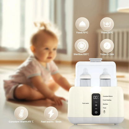 Essential baby feeding station: fast bottle warmer, sterilizer, LCD display, newborn care