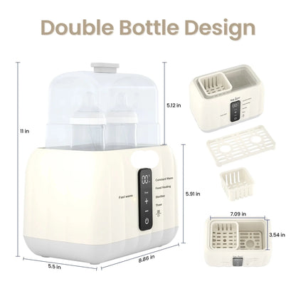 Efficient 6-in-1 bottle warmer for baby milk, sterilization, with clear LCD display