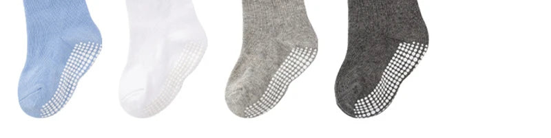 Bundle of 6 pairs kids anti-slip cotton socks tied with a ribbon, great baby shower gift non-skid