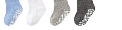 Bundle of 6 pairs kids anti-slip cotton socks tied with a ribbon, great baby shower gift non-skid