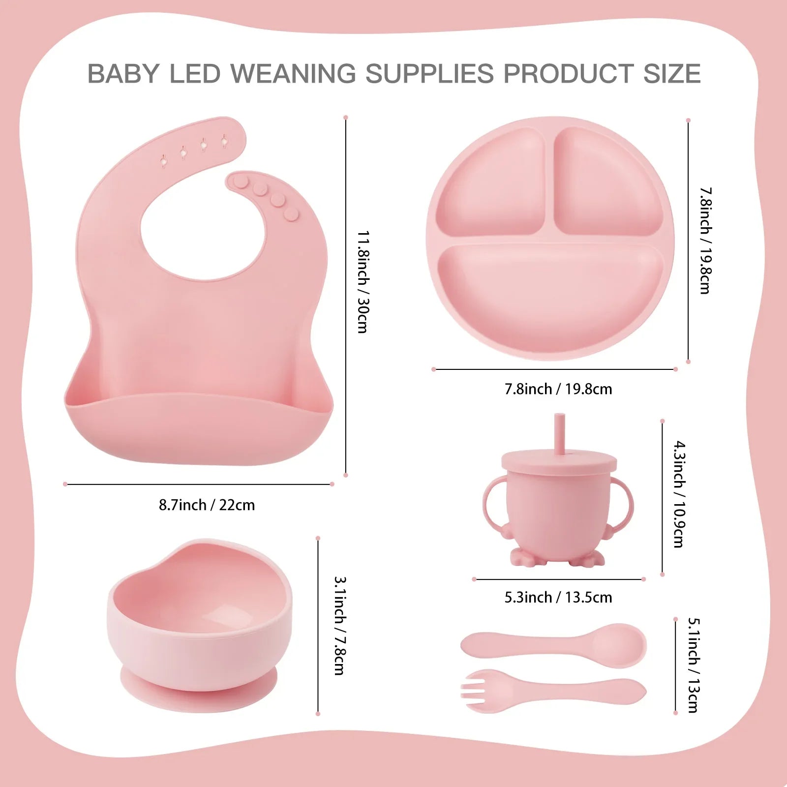 New parent gift: 6-piece silicone feeding set in modern design, including a waterproof bib and toddler tableware.