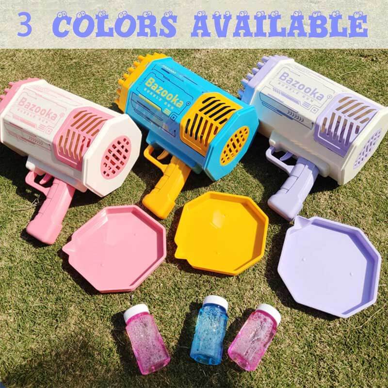 Back view of a 69-Hole bubble gun, automatic bubble blaster for hours of outdoor fun