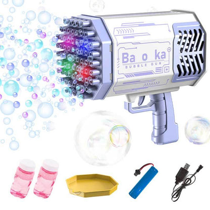Close-up of a 69-hole bubble machine, an automatic bubble gun for party favors