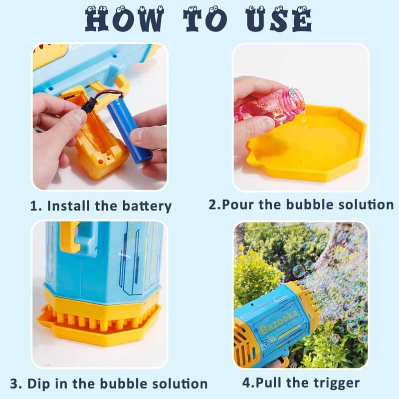 Bubble gun for kids, 69 holes, a vibrant automatic bubble machine, great summer toy