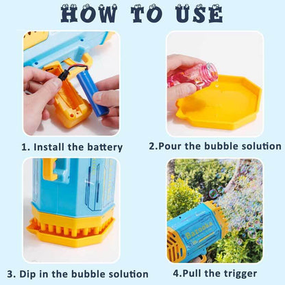 Bubble gun for kids, 69 holes, a vibrant automatic bubble machine, great summer toy