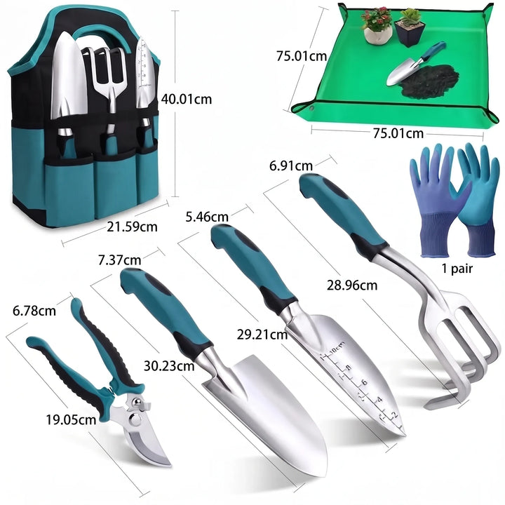 Versatile 7-piece garden tool set for all plant care needs: digging, weeding, pruning, and cultivating indoor & outdoor gardens.