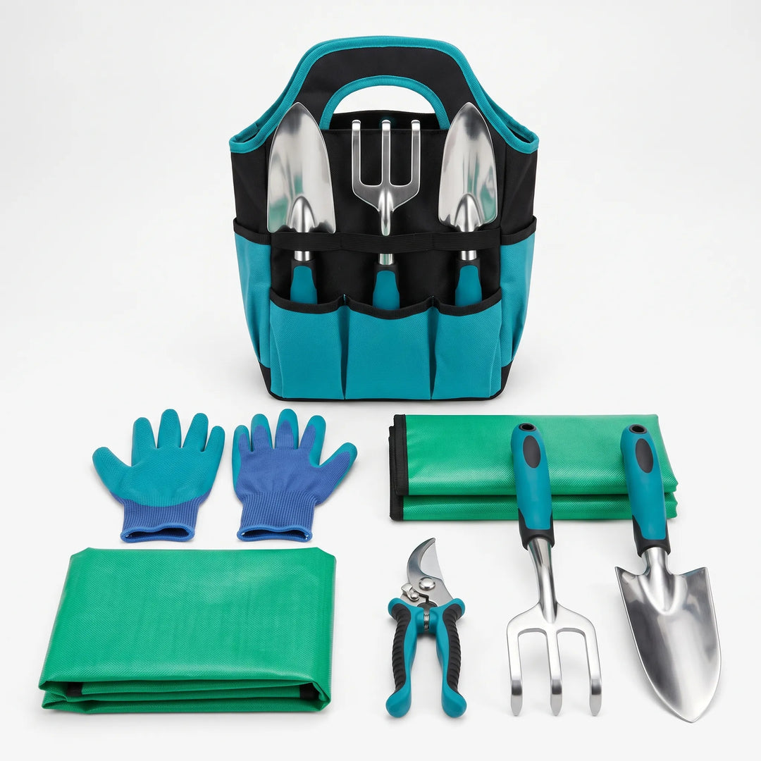 Premium 7-piece gardening tool set with heavy-duty metal tools & ergonomic handles for durable indoor & outdoor plant care.